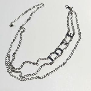“ LOVE “ Silver Metal Chain Belt